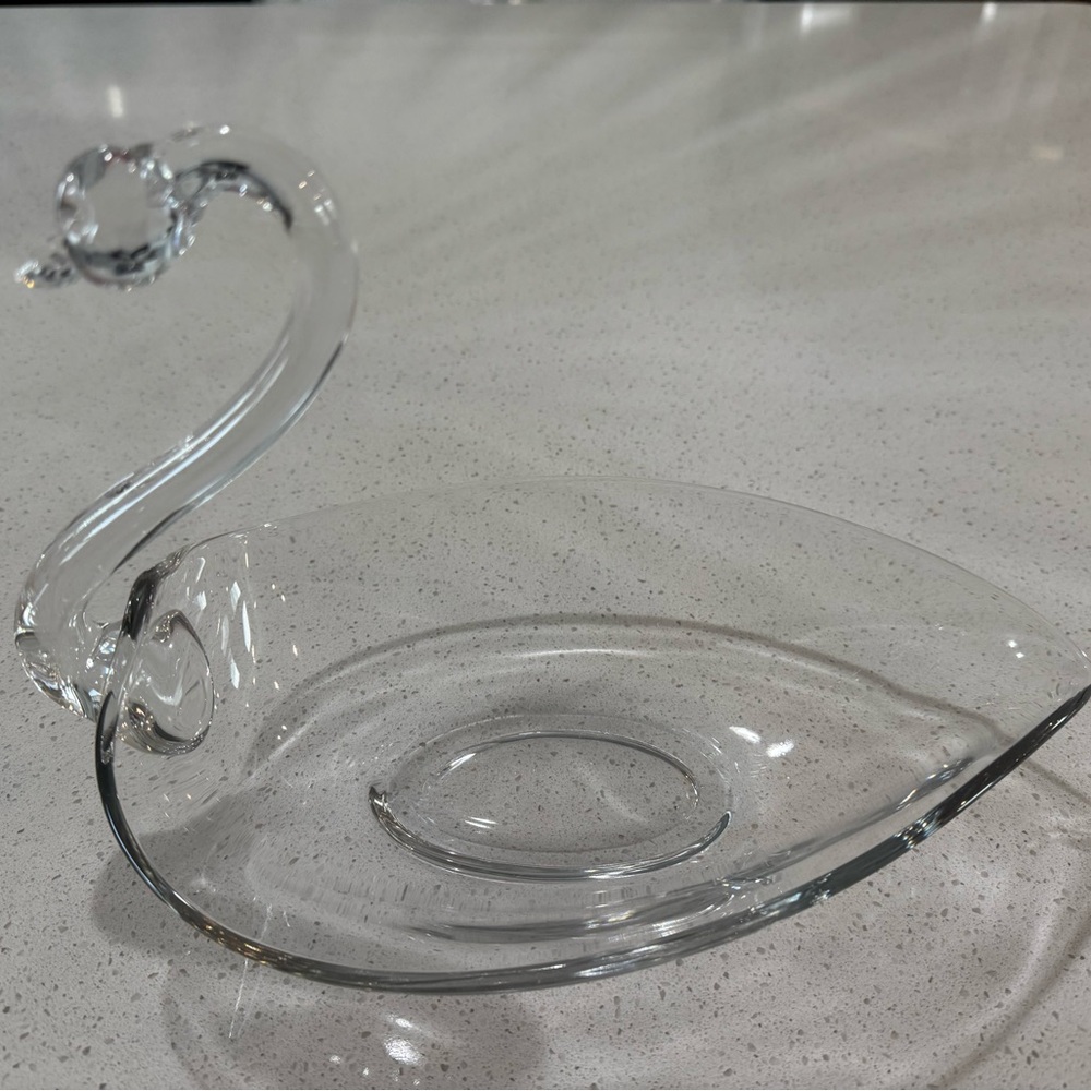 Vintage Clear Glass Swan Candy Excellent Condition